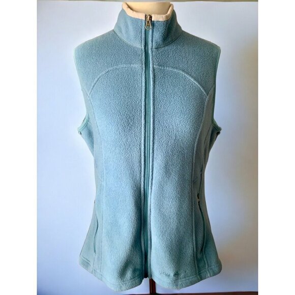 Eddie Bauer solid blue polartec classic fleece vest zip front pockets Large - Picture 6 of 8